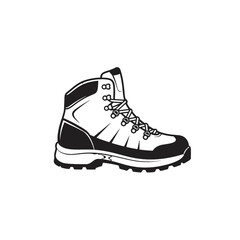 Monochrome Illustration of a Hiking Boot in Detailed Design