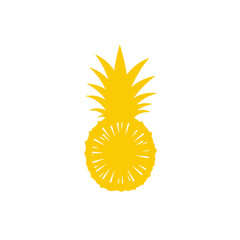 Bright Yellow Silhouette of Abstract Pineapple on White Background