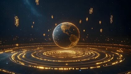 Golden rings orbit Earth in space