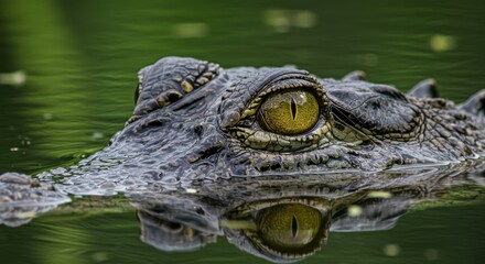 Obraz premium Crocodile Eye Above Water 