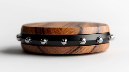 Elegant Wooden Coaster with Metal Accents: A Modern Design