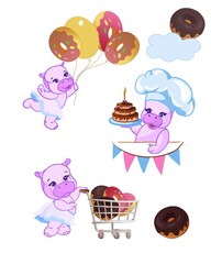 hippo girl arranged a festival of delicious ponytails