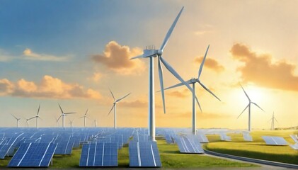 wind turbine at sunset