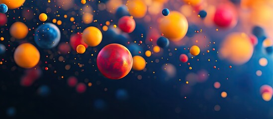 Colorful spheres floating in dark space