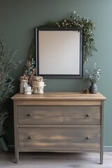 Rustic Dresser With Mirror And Greenery Decor