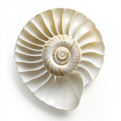 beautiful seashell with intricate spiral patterns, showcasing natural elegance and detail. This isolated shell on white background highlights its unique structure and texture