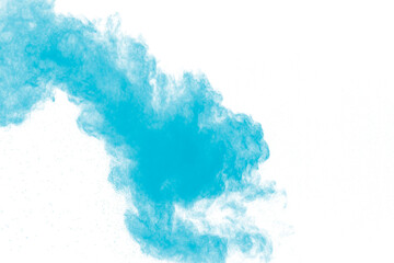 Blue explosion of powdery blue paint.