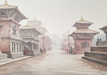 Fototapeta premium Mystical Nepal: A Vibrant Illustration of Culture and Nature