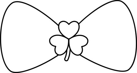 St.Patrick's Day Shamrock Party Bow Tie outline isolated.
Clover decorated with bow tie coloring pages.
Transparent background.