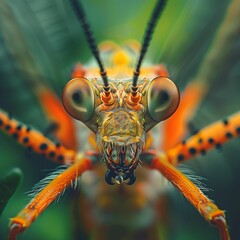 Macro image of an orange beetle insect


