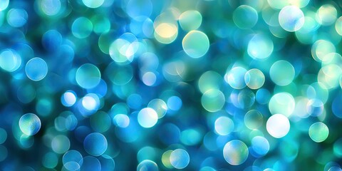 Colorful blurred bokeh background in shades of blue and green featuring circular light patterns with a soft focus effect throughout the image.