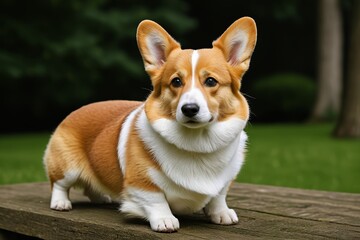 there is a dog that is standing on a wooden bench