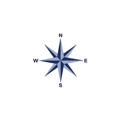 Elegant Compass Rose Illustration Depicting Directions North, South, East, and West