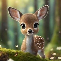 Portrait of a cute little deer taken in the forest