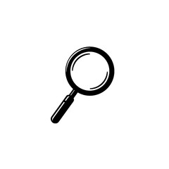 Black And White Magnifying Glass Icon Representing Search and Discovery