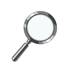 Fototapeta premium Cartoon Illustration of Magnifying Glass with Reflective Surface Over White Background