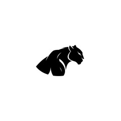 Silhouette Illustration of a Black Panther in Artistic Minimalist Style