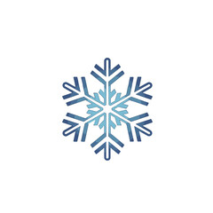 Blue Geometric Snowflake Symbol on a White Background