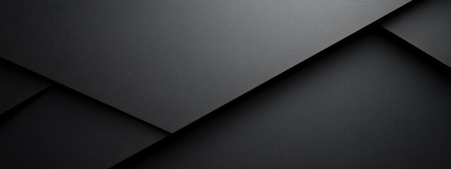 Black background with sharp angles for design. Banner template with white space in the center for text. Perfect for abstract minimalist wallpaper and contemporary digital projects.