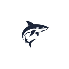 Minimalist Shark Logo Design Featuring a Fierce and Sleek Aquatic Predator