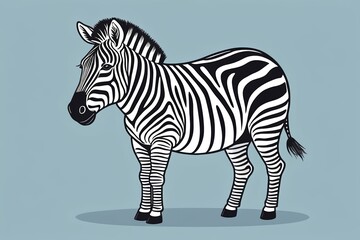 Obraz premium zebra standing in front of a blue background with a black and white stripe