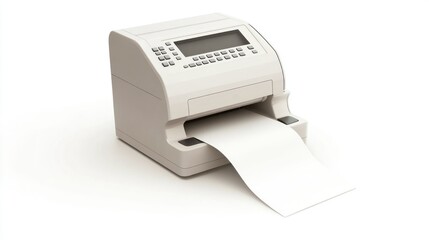 Office label printer printing on white background