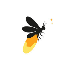 Illustration of a Glowing Firefly with a Radiant Tail and Sparkle Accent