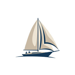 Sailboat Illustration with Minimalist Design and Nautical Theme