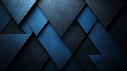 Blue Background with Overlapping Triangles for Design, Featuring White Space in the Center for Text. Ideal for Banner Templates and Digital Projects. Abstract Minimalist Wallpaper.