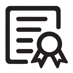 Black certificate vector icon.