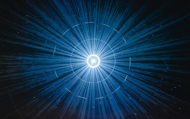 Obraz premium Abstract Blue Light Rays Bright Radiating Energy Glowing Circular Design Futuristic Technology