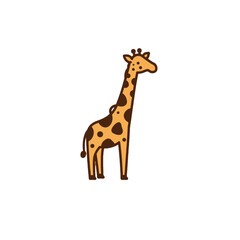 Obraz premium Cartoon Illustration of a Cute Giraffe Standing Against a White Background