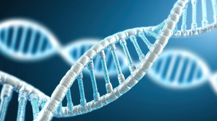 Abstract representation of DNA strands with glowing blue light