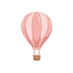 Naklejka premium Illustrated Pink Hot Air Balloon Representation on White Background