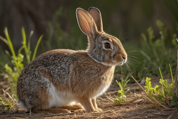 Fototapeta premium there is a rabbit that is sitting in the grass