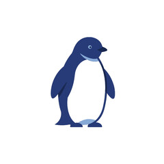 Cute Blue Penguin Illustration On a White Background