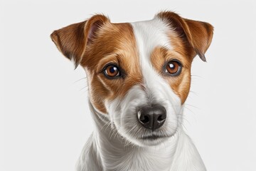 there is a dog that is looking at the camera