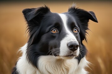 there is a black and white dog with a brown nose and a black and white face