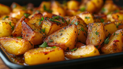 Deliciously crispy potato fries served hot with a sprinkle of fresh herbs