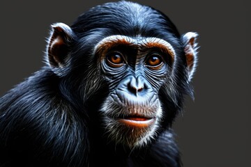 there is a close up of a monkey with a black background