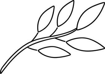 Fototapeta premium Simple Line Drawing of a Sprig, Leaves, Branch, Nature