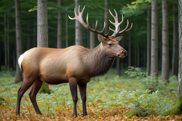Fototapeta premium there is a deer that is standing in the woods with its antlers