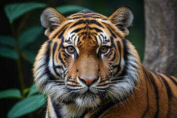 Fototapeta premium there is a tiger that is looking at the camera