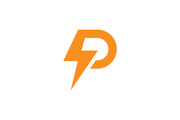 Monogram Letter P with Power icon  Modern Initial Logo Design ,linked circle uppercase monogram logo