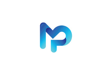 Monogram Letter MP  Modern Initial Logo Design ,linked circle uppercase monogram logo