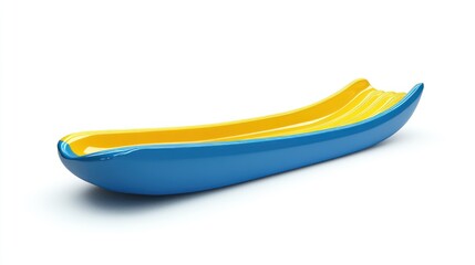 Blue yellow inflatable slide isolated on white background, summer fun