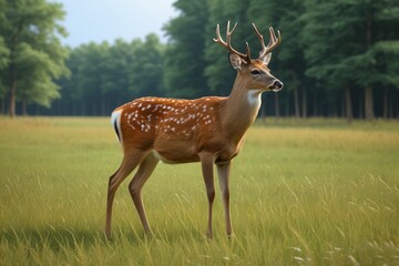 Fototapeta premium there is a deer that is standing in the grass in the field