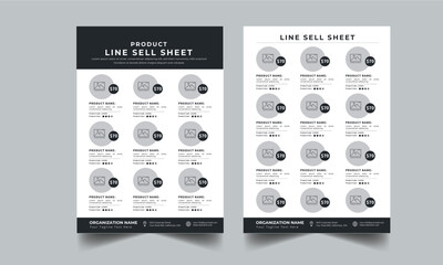 Product Line Sheet Template, Wholesale Template, Product Catalog Layout with 3 page design template