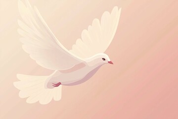 Obraz premium illustration of a stylized white dove in flight, embodying hope and harmony with a minimalist design and clean lines, perfect for diverse applications.