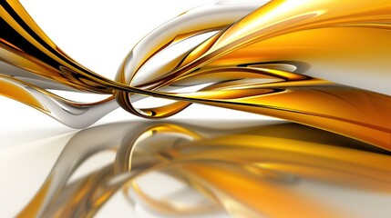 Abstract Gold and Silver Swirls: A Digital 3D Render of Elegant, Flowing Curves